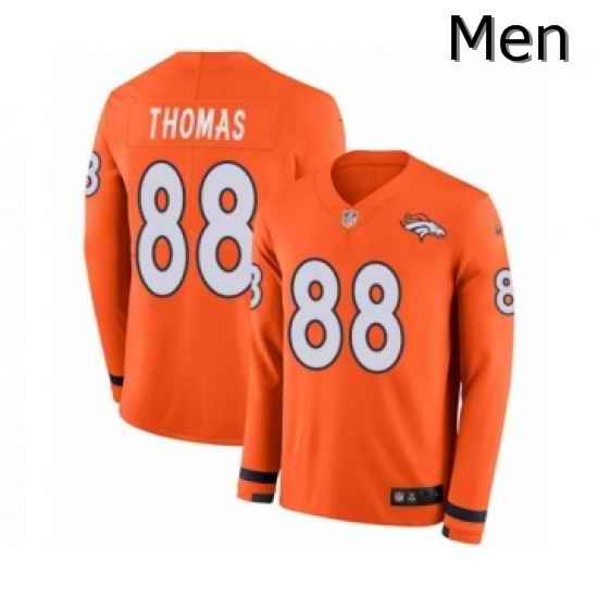 Men Nike Denver Broncos 88 Demaryius Thomas Limited Orange Therma Long Sleeve NFL Jersey